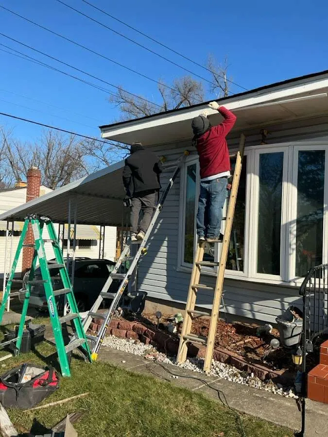 Restoration crew performing exterior repair in Rockland